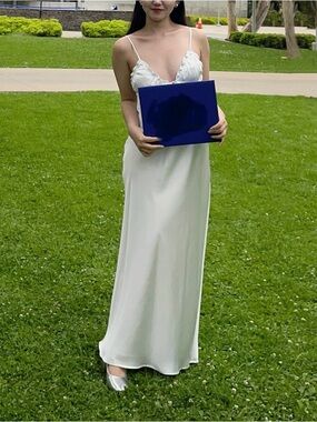 Zara White Stain Maxi Slip Dress